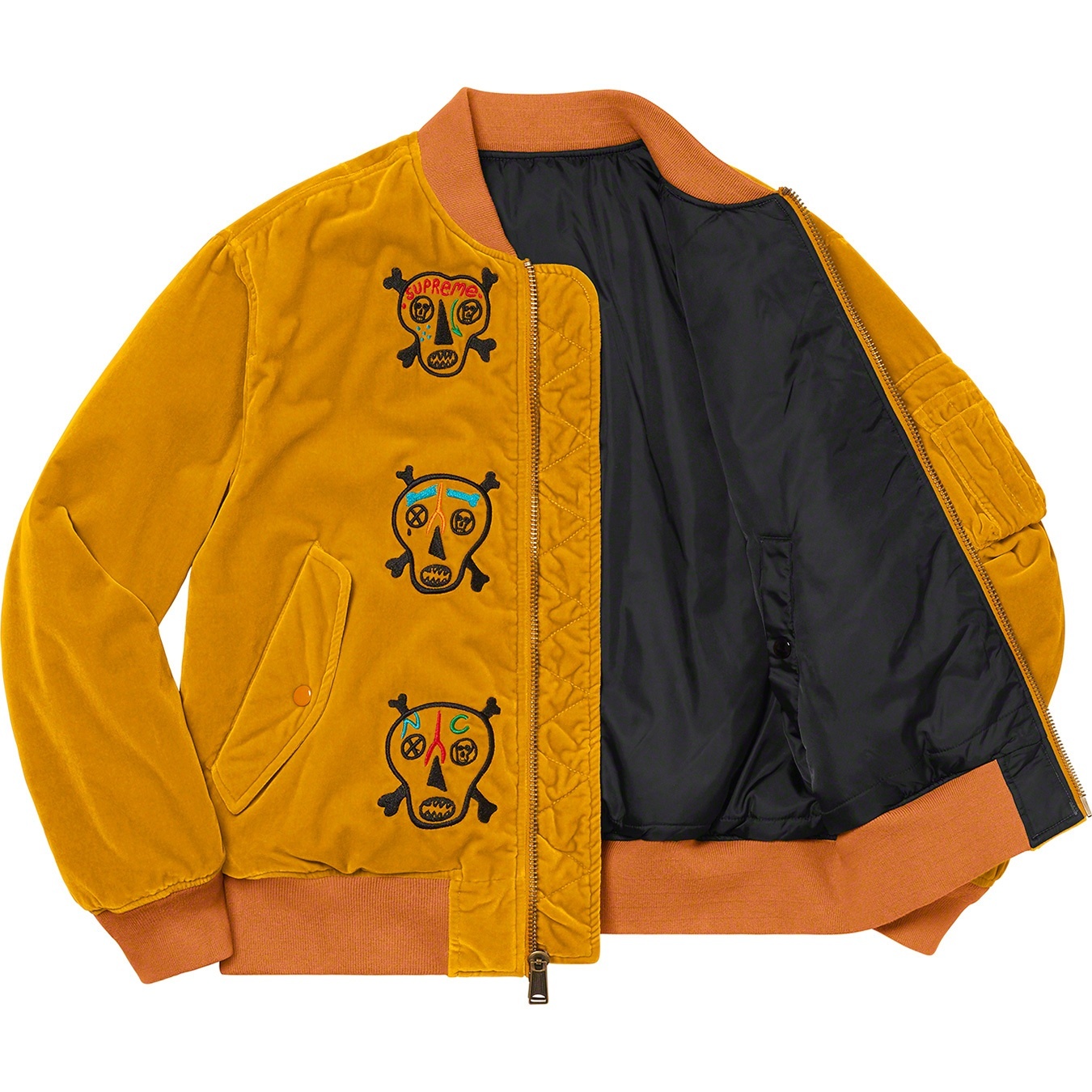 Clayton Patterson/Supreme Skulls Embroidered Velvet MA-1 view 5